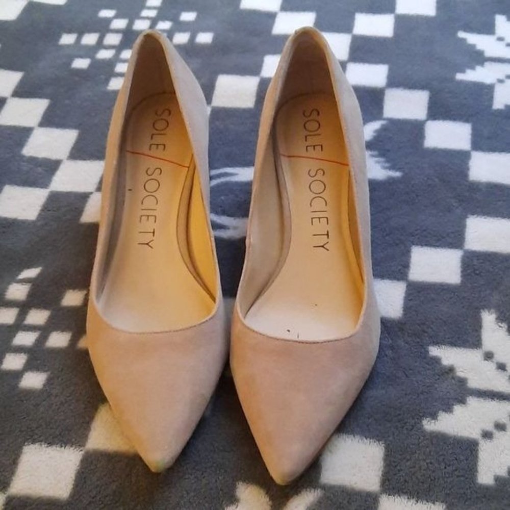 Sole Society Beige Suede Heels
